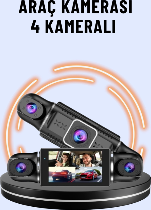 170° Geniş Açı 4 Kameralı Araç Kamerası Hareket Algılamalı