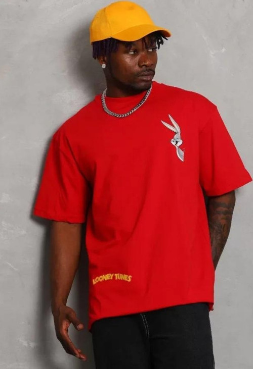 Unisex Oversize Baskılı Bisiklet Yaka TShirt