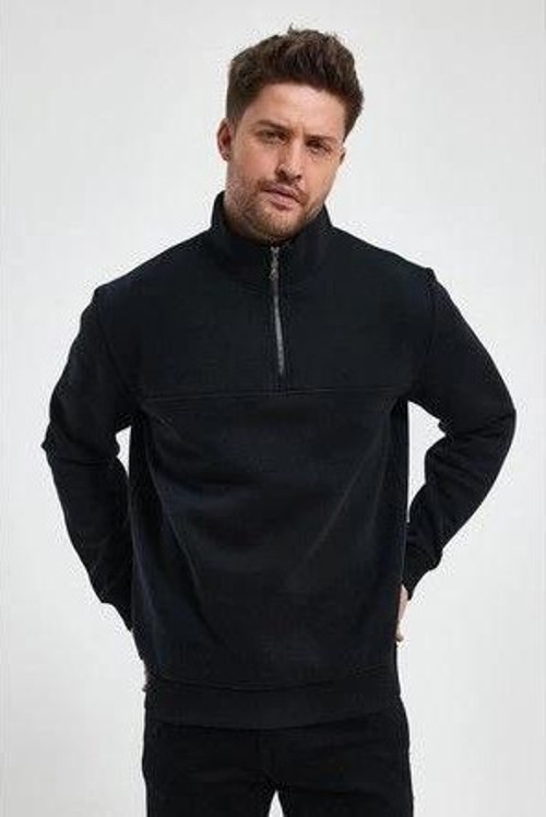 Oversize Yarım Farmuarlı Yakalı Basic SweatShirt