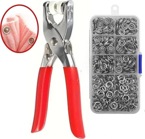 Metal 200 Pcs Çıtçıt Ve Pense Seti Makinesi Bebek Elbise Çıtçıt Montaj Seti