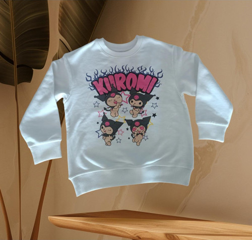 Kuromi Baskılı Tarz Yeni Nesil Karakter Sanrio Beyaz Renk Sweatshirt