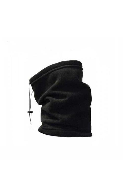 A02Teks A02 Unisex Siyah Çok Amaçlı Kışlık Polar Boyunluk Bere