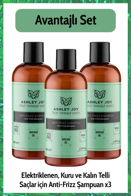Elektriklenen Kuru Ve Kalın Telli Saçlar İçin Elektriklenme Karşıtı Antifrizz Şampuan 400 Ml X3