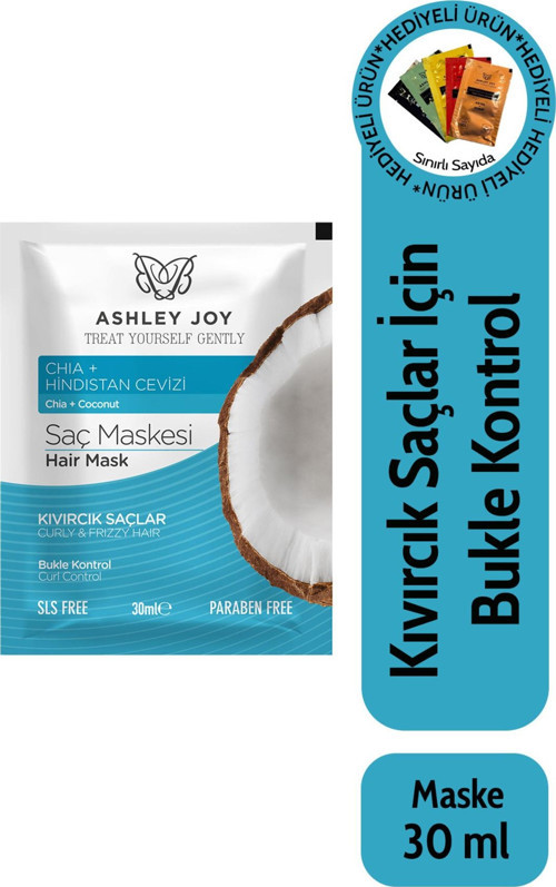 Kıvırcık Saçlara Özel Chia Tohumu, Hindistan Cevizi Içeren Bukle Kontrol Saç Maskesi 30 Ml