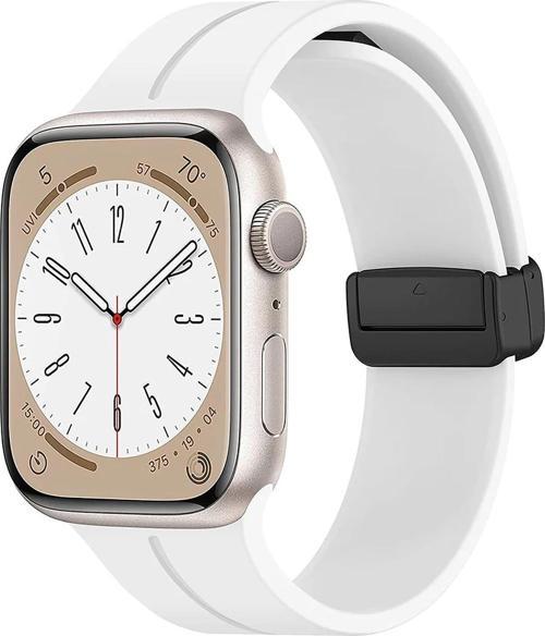 Apple Watch Series 9 45mm Kordon Ribbon Line Beyaz