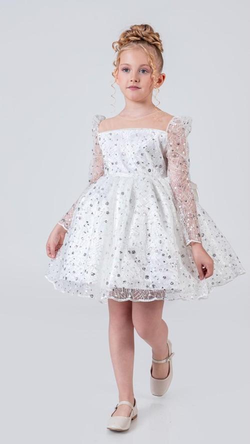 Ruche Lipa Kız Çocuk Abiye M00783 BEYAZ