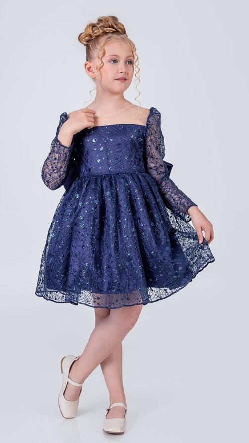 Ruche Lipa Kız Çocuk Abiye M00783 LACİVERT