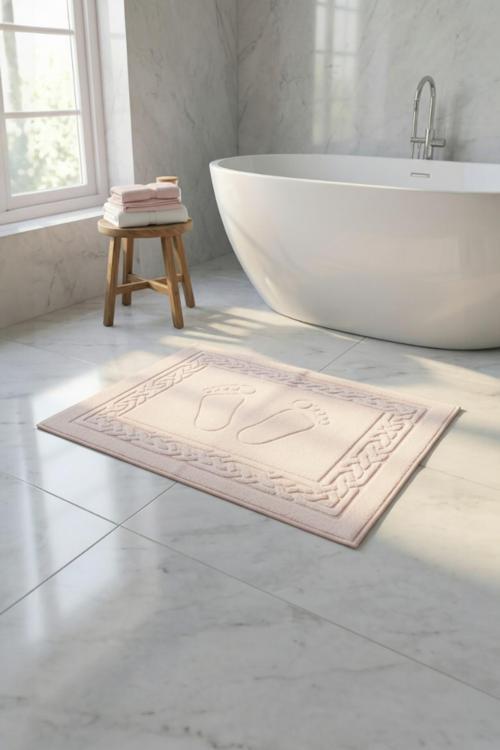 Pudra Greek Ayak Havlusu - 50x70 Cm, 245 Gr, %100 Pamuk, Spa Ve Otel Banyo Paspası, Günlük Kullanıma