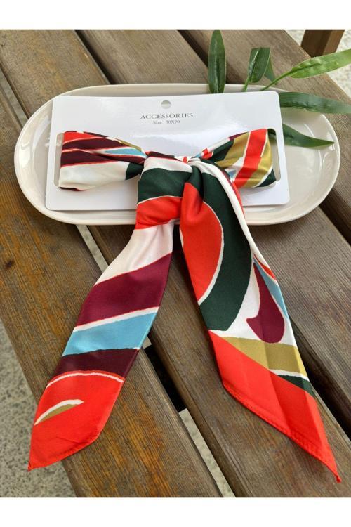 Kadın Boyun Eşarp Fular Çanta Süsü Aksesuarı 70X70