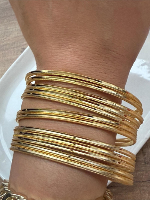 Şıkır Şıkır Altın Gold Ajda Bilezik 3 Adet Fiyatı 6.3 Cm Çap