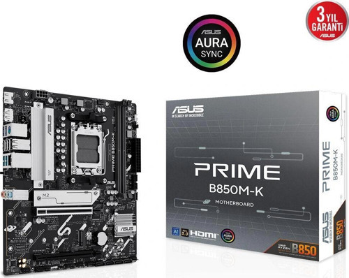 Prime B850M-K AM5 DDR5 Ses GLAN DP-HDMI SATA3 USB3.2 mATX Anakart