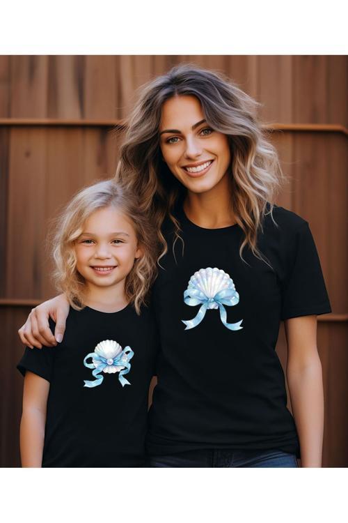 İnci Baskılı Anne-Kız Kombin Tişört (Tekli Üründür Kombin İçin Sepete 2 Adet Ekleyiniz)