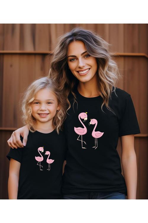 Kuğu Baskılı Anne-Kız Kombin Tişört (Kombin Yapmak İçin 2 Ürün Ekleyiniz)