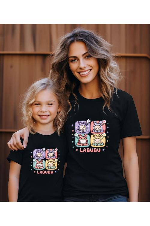 Labubu Baskılı Anne-Kız Kombin Tişört (Kombin Yapmak İçin 2 Ürün Ekleyiniz)