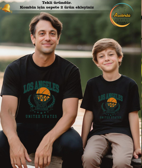 Los Angeles Baskılı Unisex Tshirt-Aile Kombin Tişört (Kombin Yapmak İçin 2 Ürün Ekleyiniz)