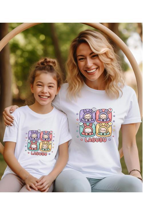 Labubu Baskılı Anne-Kız Kombin Tişört (Kombin Yapmak İçin 2 Ürün Ekleyiniz)