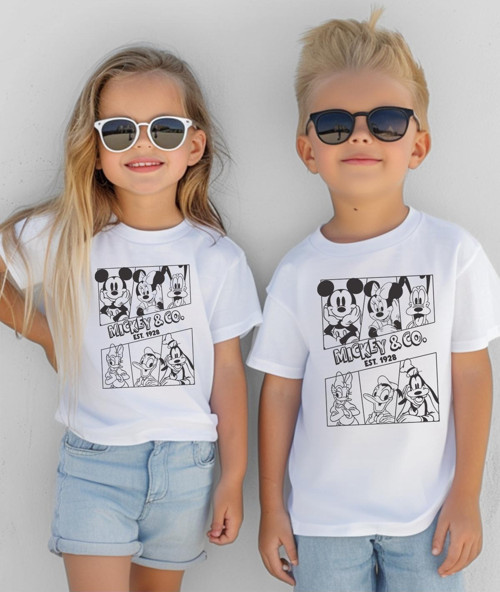 Kardeş Kombin Beyaz Tişört- Mickey Baskılı Çocuk Tişört/T-Shirt (Tek Adet Fiyatıdır.)