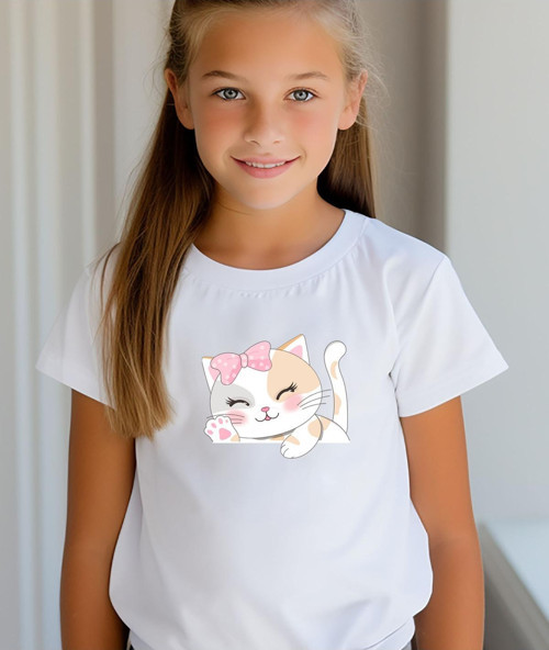 Tatlı Kedi Kız Cocuk T-Shirt