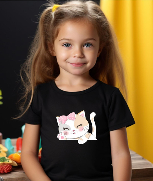 Tatlı Kedi Kız Cocuk T-Shirt