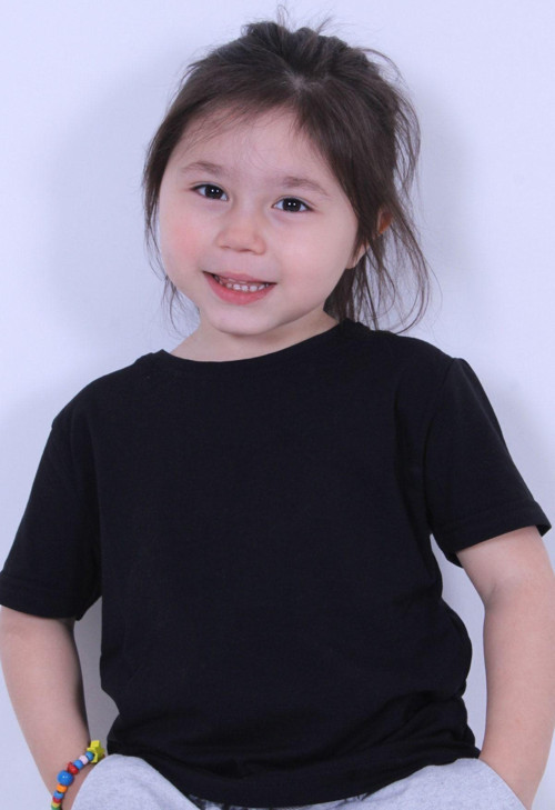 Düz Baskısız Kız Çocuk Siyah Tişört