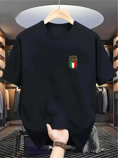 Erkek Siyah İtaly Baskılı Overszie Tshirt