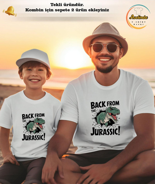 Dinazor Baskılı Baba-Oğul Kombin Tişört (Kombin Yapmak İçin 2 Ürün Ekleyiniz)