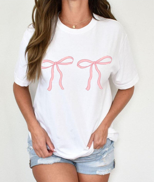 Kadın Beyaz Pembe Kurdale (I'M Just A Girl) Baskılı T-Shirt- Bisiklet Yaka
