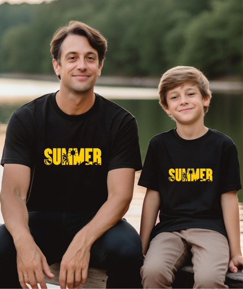 Summer Aile (Anne-Baba-Kız-Oğul )Kombin Tişört (Tekli Üründür Kombin İçin Sepete 2 Adet Ekleyiniz)
