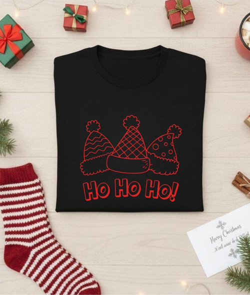 Ho Ho Ho Baskılı Yılbaşı Tişörtü,Noel Hediyesi,Aile Kombin Tişört(Kombin Yapmak İçin Ürün Ekleyiniz)