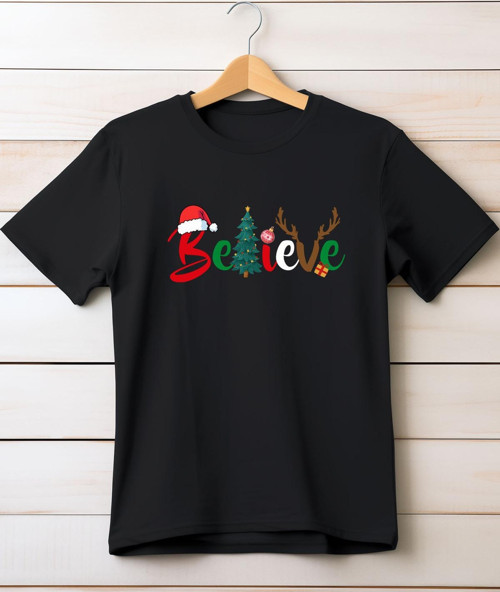 Yeni Yıl,Yılbaşı,Believe Baskılı T-Shirt