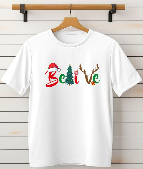 Yeni Yıl,Yılbaşı,Believe Baskılı T-Shirt