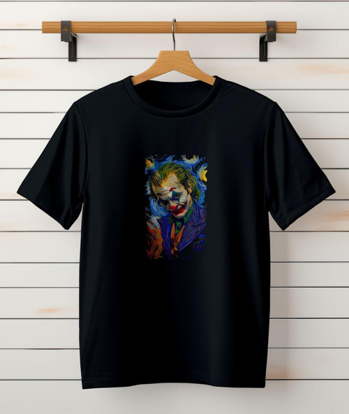 Joker Baskılı Pamuklu Erkek Bisiklet Yaka T-Shirt