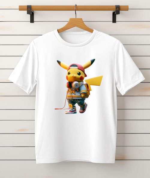 Karizma Pikaçu Baskılı Bisiklet Yaka Unisex Tişört/T-Shirt (Tek Adet Fiyatıdır.)