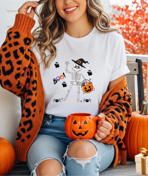 Halloween İskelet Baskılı Kombin Tişört (Kombin Yapmak İçin 2 Ürün Ekleyiniz)