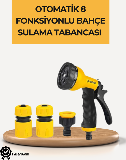 8 Modlu Bahçe Sulama Tabancası Seti Bitki Çiçek Araç Temizleme