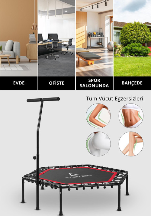 T-218 102 Cm (40’’) Tutunmalı Step Trambolin / 3 Kademeli Tutunma Barı (110-118-126 CM)