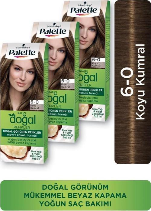 Kalıcı Doğal Renkler Saç Boyası 6-0 Koyu Kumral X 3 Adet