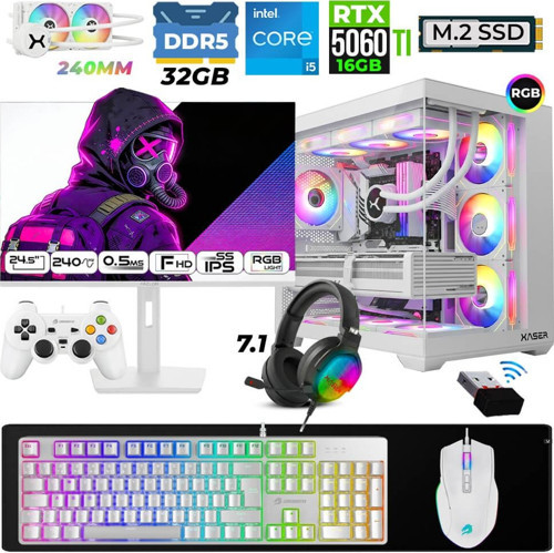 Moon X100 i5 14600K 32GB DDR5 Ram 1TB M.2 NVMe SSD 16GB RTX5060Ti Sıvı Soğutmalı 24,5" 240Hz Oyuncu Tavsiye Sistem