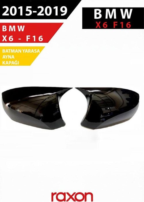 BMW X6 F16 2015–2019 Batman & Yarasa Ayna Kapağı – Parlak Piano Black Sport