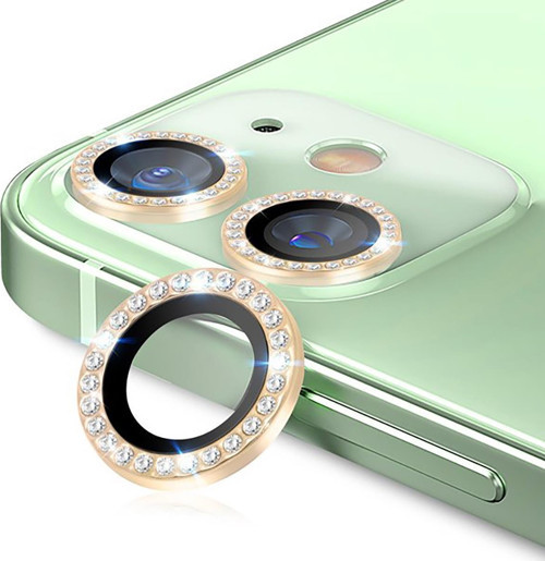 Iphone 13/13 Mini Taşlı Gold Kamera Koruyucu
