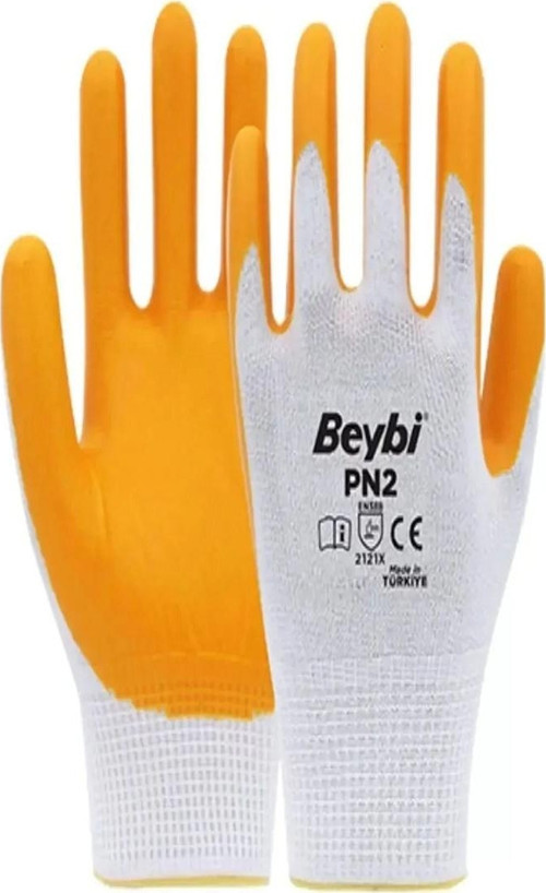 Pn2 Sarı Iş Eldiveni Polyester No:10 Örme Nitril Beybi Royaleks Group - 6 Çift