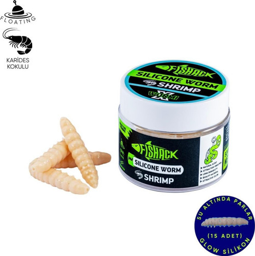 Yüzen Silikon Kurt - Glow Alabalık Yemi - 37mm - Karides Kokulu - Ekmek İçi - Trout Bait