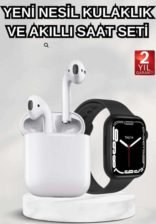 2025 Model Akıllı Saat ve 2.Nesil TWS Bluetooth Kulaklık ANC Özelliği Amoled Ekran