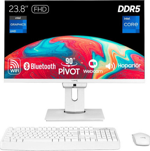 TAx1679 i5 12400 32GB DDR5 1TB NVMe 23.8 inç FHD Pivot WiFi BT Webcam Win11 Uyumlu AIO PC