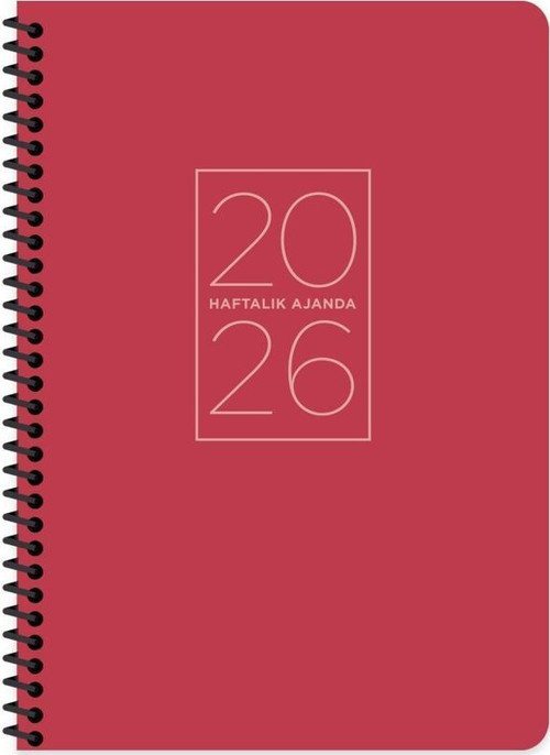 Keskin 2026-17*24 Spiralli Haftalık Ajanda - Kırmızı