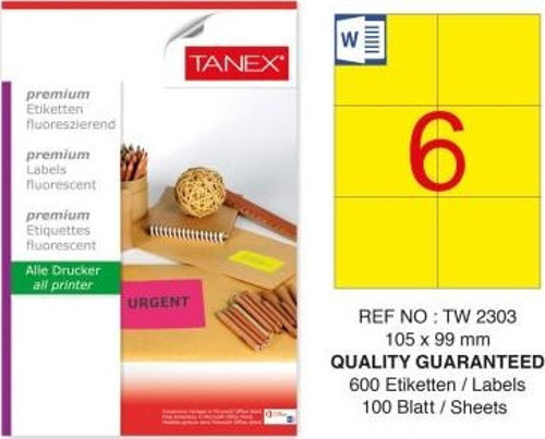 Laser Etiket 105X99 Mm Sarı 100 Lü Paket Tw-2303