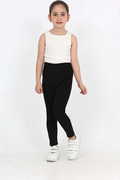 Kız Çocuk Yüksek Bel İçi Havlu - Şardonlu Termal Kışlık Günlük-Casual, Spor, Egzersiz, Tayt