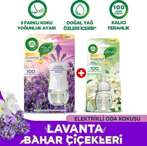 Elektrikli Oda Kokusu Kit Lavanta (1 CİHAZ 1 KOKU) +Yedek Şişe Bahar Çiçekleri