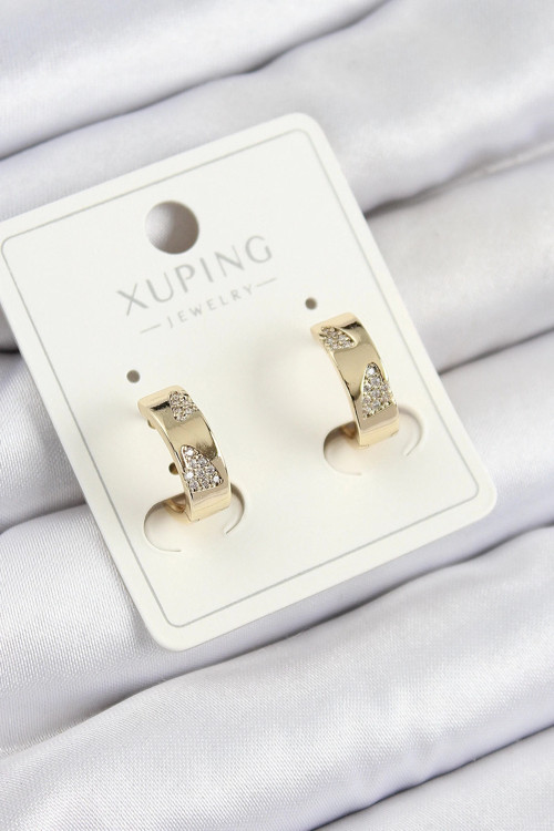 BFS Xuping Zirkon Taşlı Desenli Halka Model Gold Renk Kadın Küpe