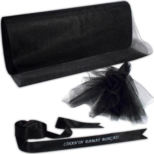 Bohça Nişan Süsleme Tülü Saten Kurdele Baskılı